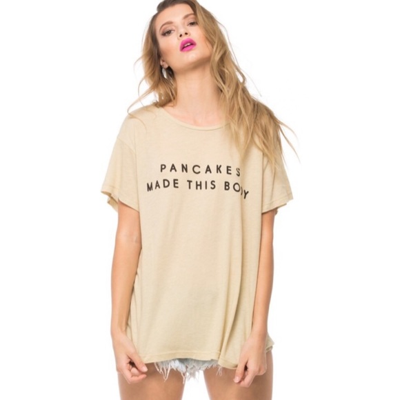 Wildfox Tops - WILDFOX beige tee shirt PANCAKES DOLLSKILL